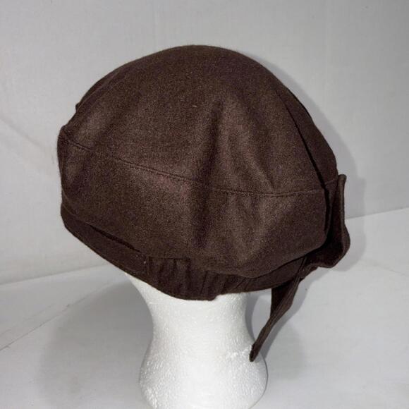 August Y2K Style Bow Brown Newsboy One Size Boho Hippie Wool Blend Ladies Hat - Picture 5 of 11